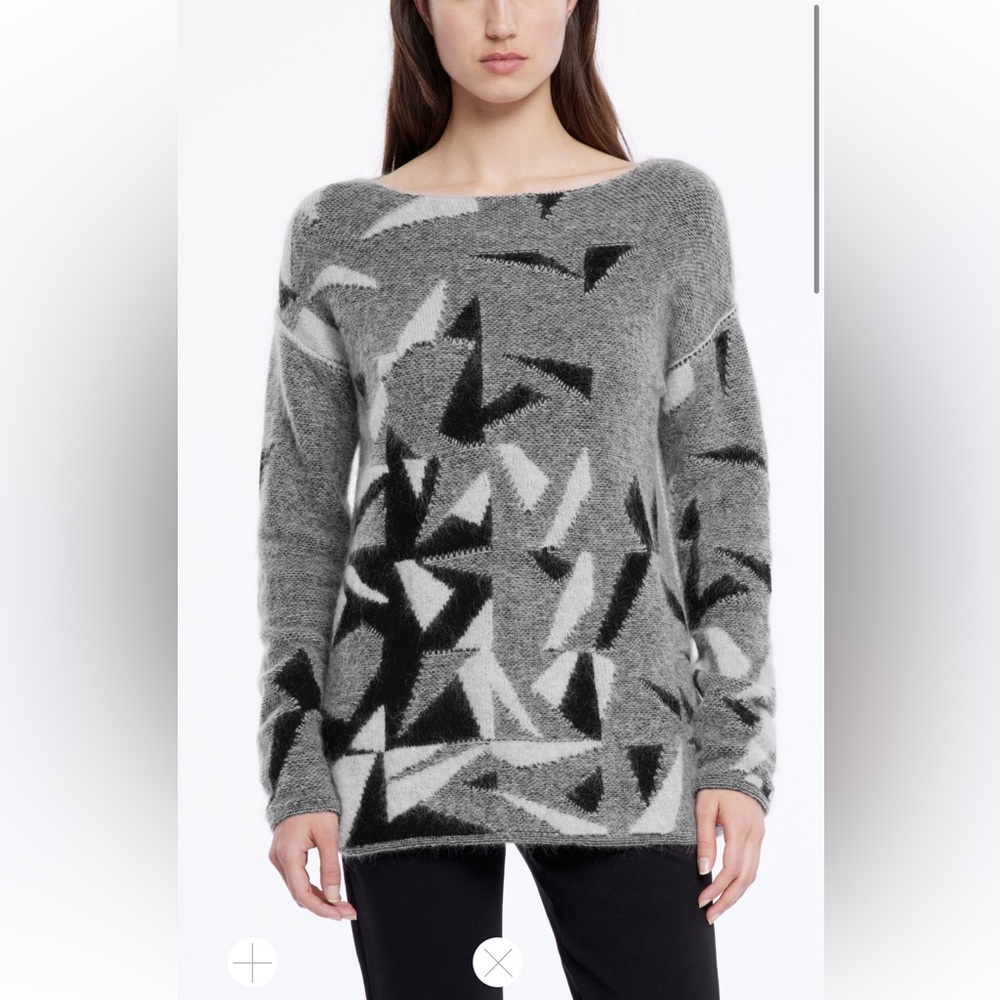 Sarah Pacini Pink, Black and Gray Abstract Sweater One Size